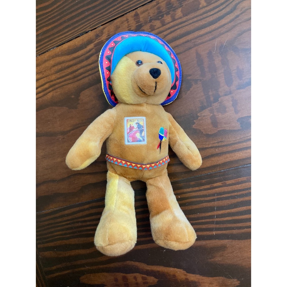 Cinco De Mayo USPS Stamp Bear Plush Stuffed Animal Toy 2004 with tag Fiesta